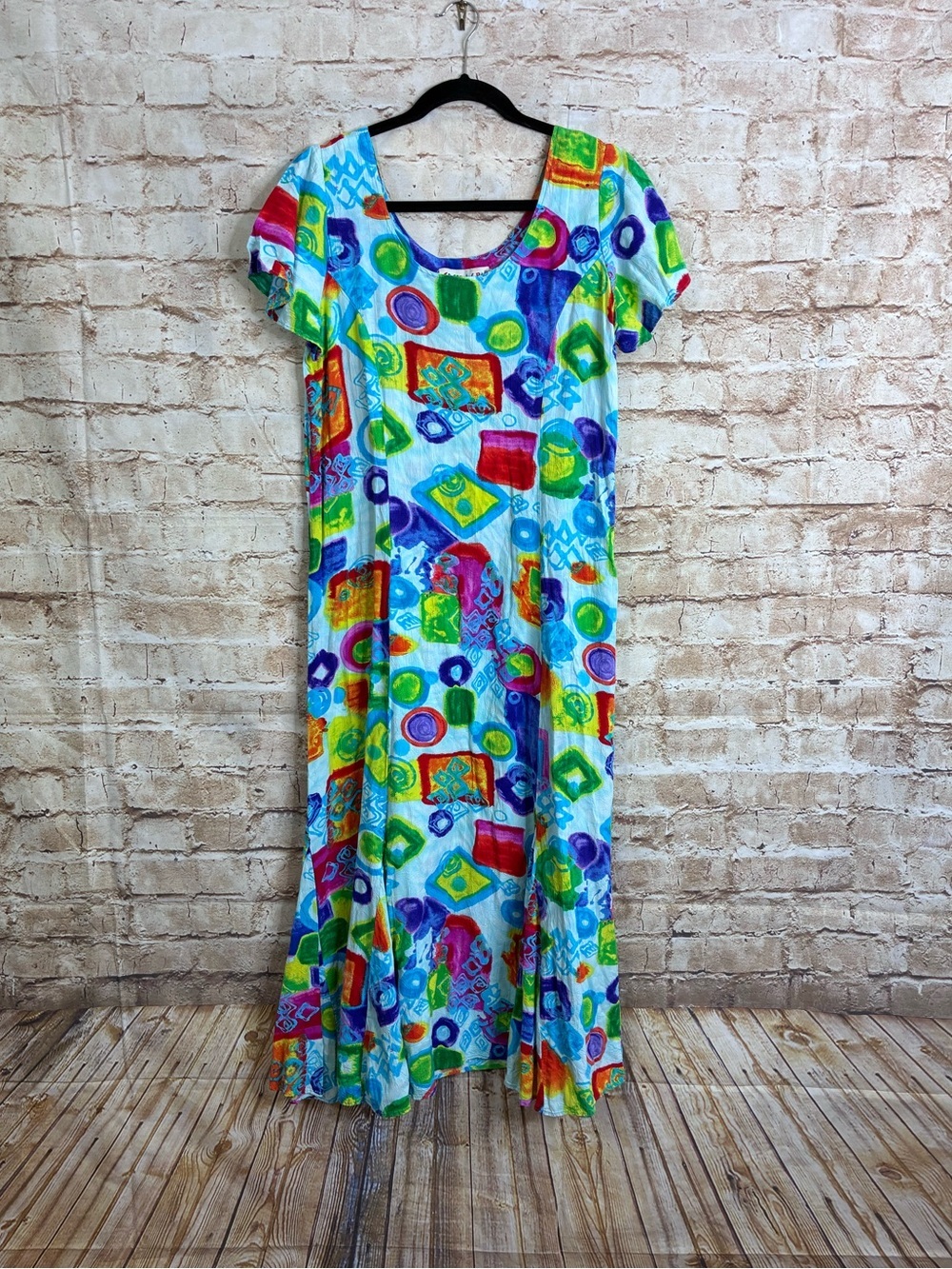 Vintage 90s Jams World Multicolor Scoop Neck Maxi Dress Size Medium